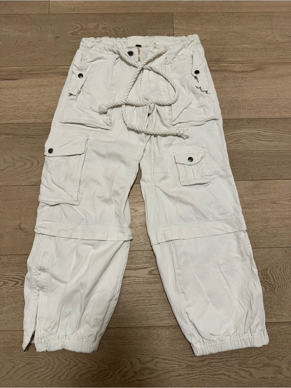 Free People White Cargo Pants